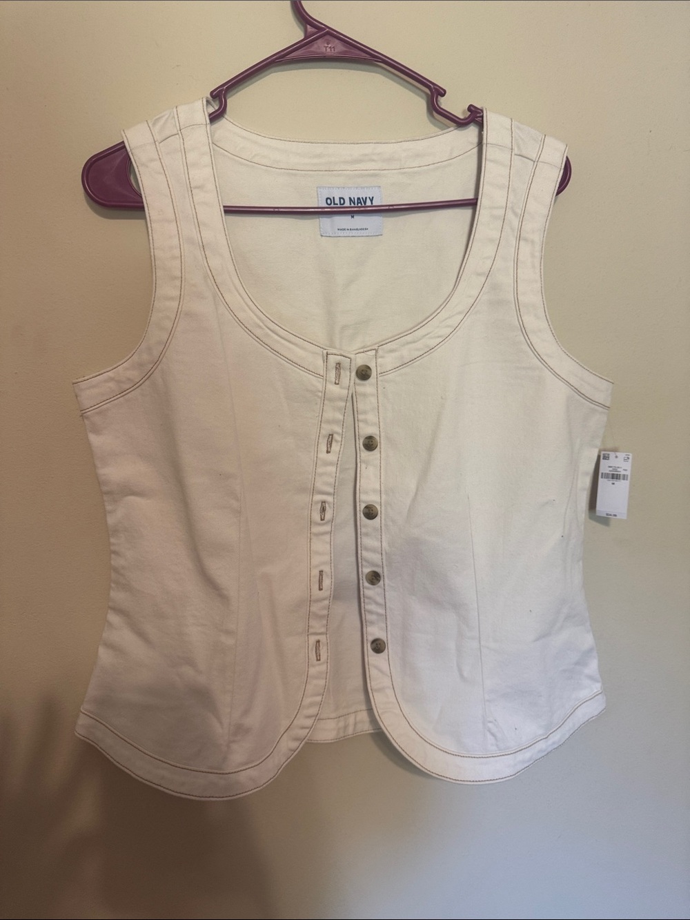 Old Navy Cream Button-Front Sleeveless Tank